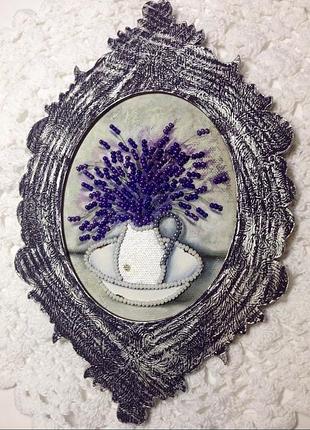 Картина «лаванда», панно, вишивка на полотні, хендмейд, ручна робота