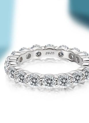 Каблучка-доріжка 925 "eternity" з фіанітами | обруч по колу | класичний весільний дизайн