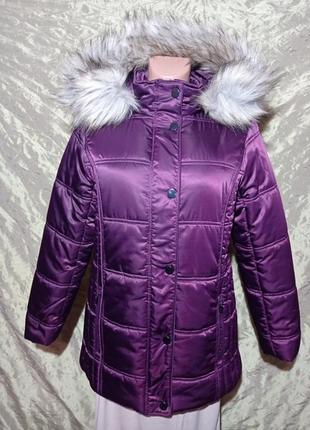 Куртка жіноча,тепла зі штучним хутром прнміального бренду,матерія під атлас