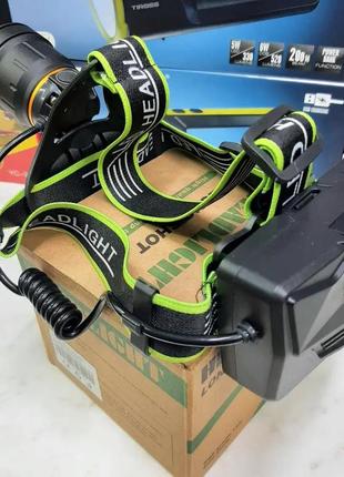 Налобний акумуляторний ліхтар police bl-a14-3-p90 micro usb ліхтарик на голову led потужний для нічної риболов