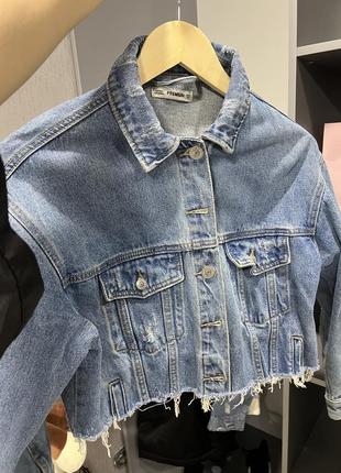 Джинсовка джинсовая куртка пиджак короткая укорочённая2 фото