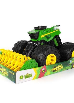 Іграшковий комбайн john deere kids monster treads з молотаркою і великими колесами (47329)2 фото