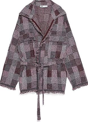Твидовый жакет кардиган в клетку zara4 фото