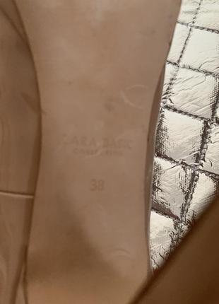Лаковые туфли на высоком каблуке кожаные натуральные бежевые нюдовые zara 384 фото
