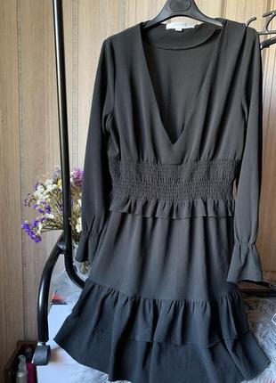 Чёрное платье с рукавами, женское платье , платье чёрное