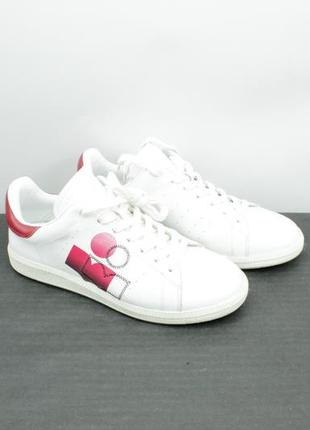 Дизайнерські шкіряні кроссівки isabel marant white & red billyo sneakers3 фото