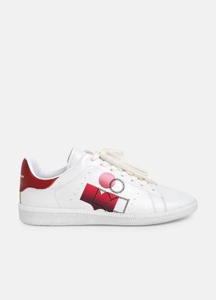 Дизайнерські шкіряні кроссівки isabel marant white & red billyo sneakers