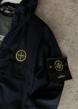 Брендовая мужская ветровка/качественная ветровка stone island в темно-синем цвете на каждый день7 фото