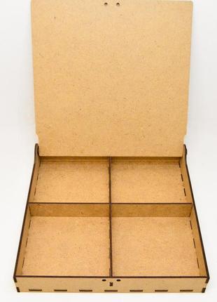 Цветная коробка с ячейками 21х21х3см новогодняя подарочная коробочка "зі святом" для подарка на новый год2 фото