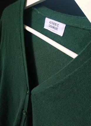 Итальянский кашемировый кардиган удлиненный свитер кашемир 100 % кашемір кофта карманы зелёный на пуговицах authentic cashmere классический вирез3 фото