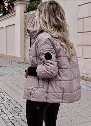 Куртка женская мокко однотонная оверсайз с карманами с воротником теплая качественная на молнии трендовая2 фото