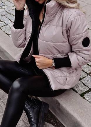 Куртка женская мокко однотонная оверсайз с карманами с воротником теплая качественная на молнии трендовая3 фото