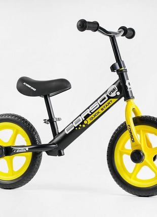 90215 велобег черный с желтым стальная рама, колеса 12 дюйма eva пена, corso