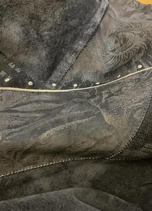 Винтажная комбинированная замшевая винтажная курточка оверсайз в стиле печворк /44/4 фото