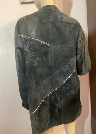 Винтажная комбинированная замшевая винтажная курточка оверсайз в стиле печворк /44/5 фото