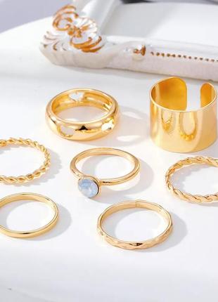 Набір золотистих колечок колечко кільце перстень каблучка із сердечком масивне ретро вінтаж4 фото