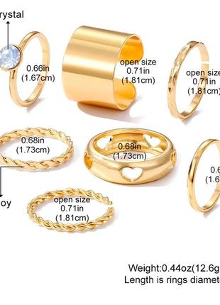 Набір золотистих колечок колечко кільце перстень каблучка із сердечком масивне ретро вінтаж6 фото