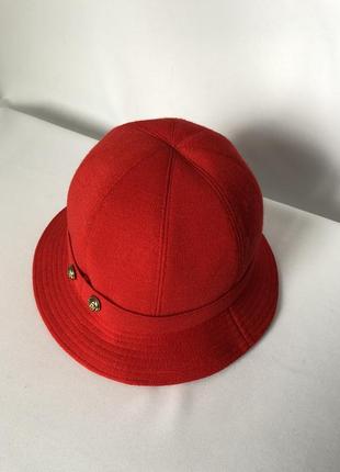 Червоний вовняний капелюх клош панама швеція4 фото