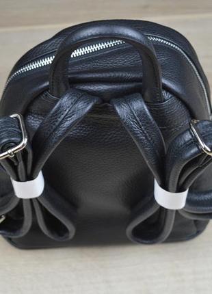 Компактный черный кожаный рюкзак (натуральная кожа), borse in pelle (италия)6 фото