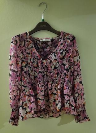 Блузка кофта zara цветочный принт женская1 фото