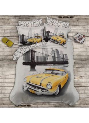 Підліткова постільна білизна prima casa yellow taxi сатин полуторний
