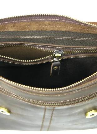 Мужская кожаная сумка через плечо из натуральной кожи планшет мессенджер с клапаном коричневая5 фото
