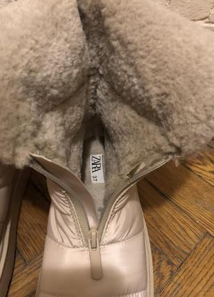 Zara стеганые ботинки на искусственном меху7 фото
