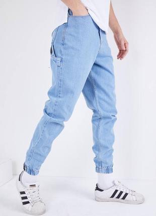 Джоггеры джинсы мужские базовые синие турция / джогери джинси чоловічі базові штаны штани сині