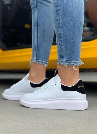 Чоловічі кросівки alexander mcqueen low white black 1 / smb7 фото