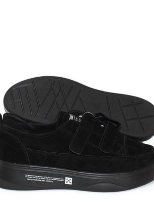 🔴 чорні замшеві кросівки крипери на липучках2 фото