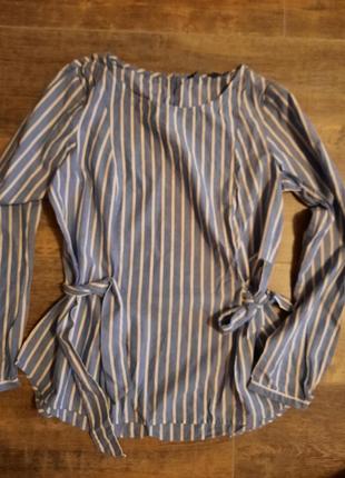 Блуза рубашка в полоску на завязках2 фото