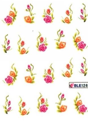 Слайдер дизайн, водные наклейки на ногти для маникюра ble 1269