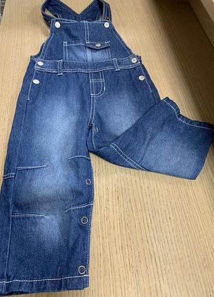 Комбинезон, детский, синий, джинсовый, lupilu, р. 80