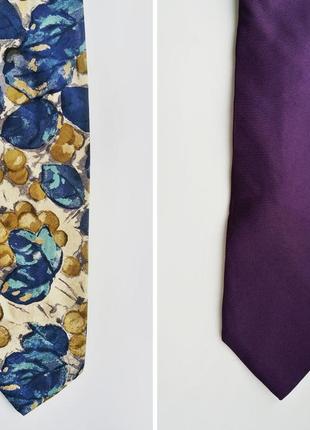 Фиолетовый галстук + галстук с принтом, 2 галстука
