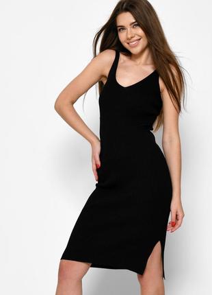 Чорна трикотажна сукня міді | 64255