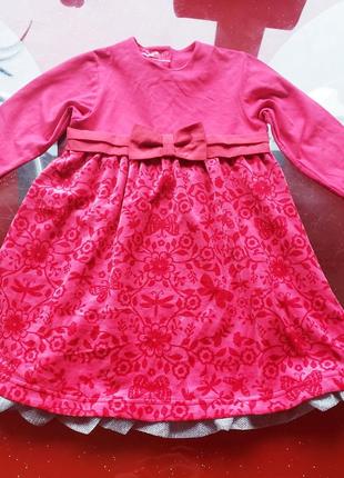 Reima tutta нарядное красное платье длинный рукав девочке 12-18-24м 80-86-92 см