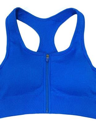 Спортивний костюм у рубчик 2 в 1 ( легінці + топ ) синього кольору, розмір s7 фото