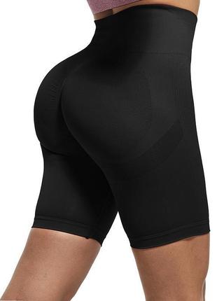 Шорты женские для фитнеса,спортивные шорты с эффектом пуш-ап, черного цвета, размер l8 фото