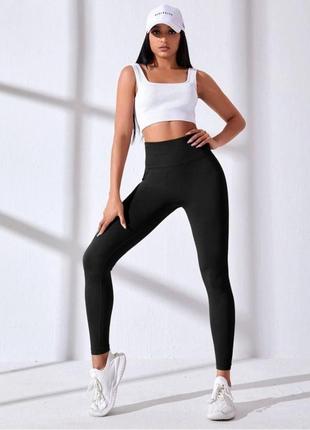 Легінси / лосини жіночі спортивні з ефектом пуш-ап, чорного кольору, розмір м10 фото