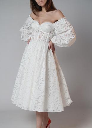 Весільна сукня, плаття міді нарядне, бохо, вінтаж. ручна робота.