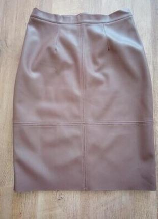 Стильна спідниця юбка олівець еко шкіра мокко ірис бренд grandua3 фото