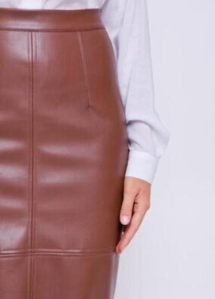 Стильна спідниця юбка олівець еко шкіра мокко ірис бренд grandua2 фото