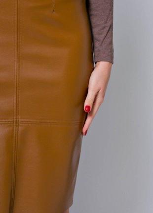 Стильна спідниця юбка олівець еко шкіра мокко ірис бренд grandua8 фото