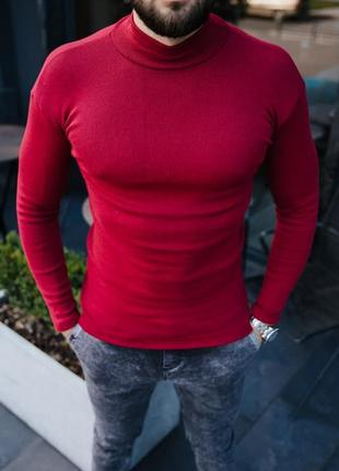 Базовий чоловічий бордовий утеплений гольф із коттона