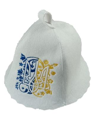 Банна шапка luxyart "тризуб символічний" штучне хутро білий (la-933)