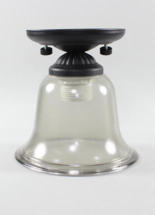 Люстра на одну лампу стельова чорна матова