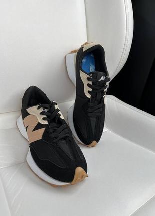 Женские кроссовки new balance 327 black beige3 фото