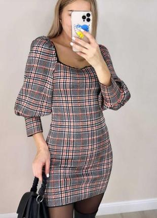Міні плаття, з квадратним вирізом і пишними рукавами від zara