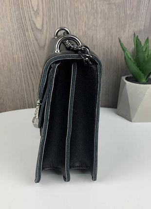 Детская сумочка клетч с подковой сумка на плечо черная молочная5 фото