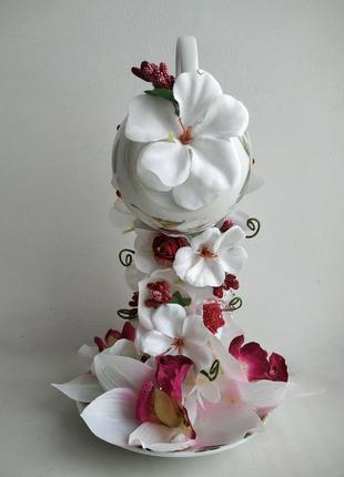 Сувенир декор паряща чашка сувенир подарок подарок цветы конфеты статуэтка статуэтка орхидеи5 фото